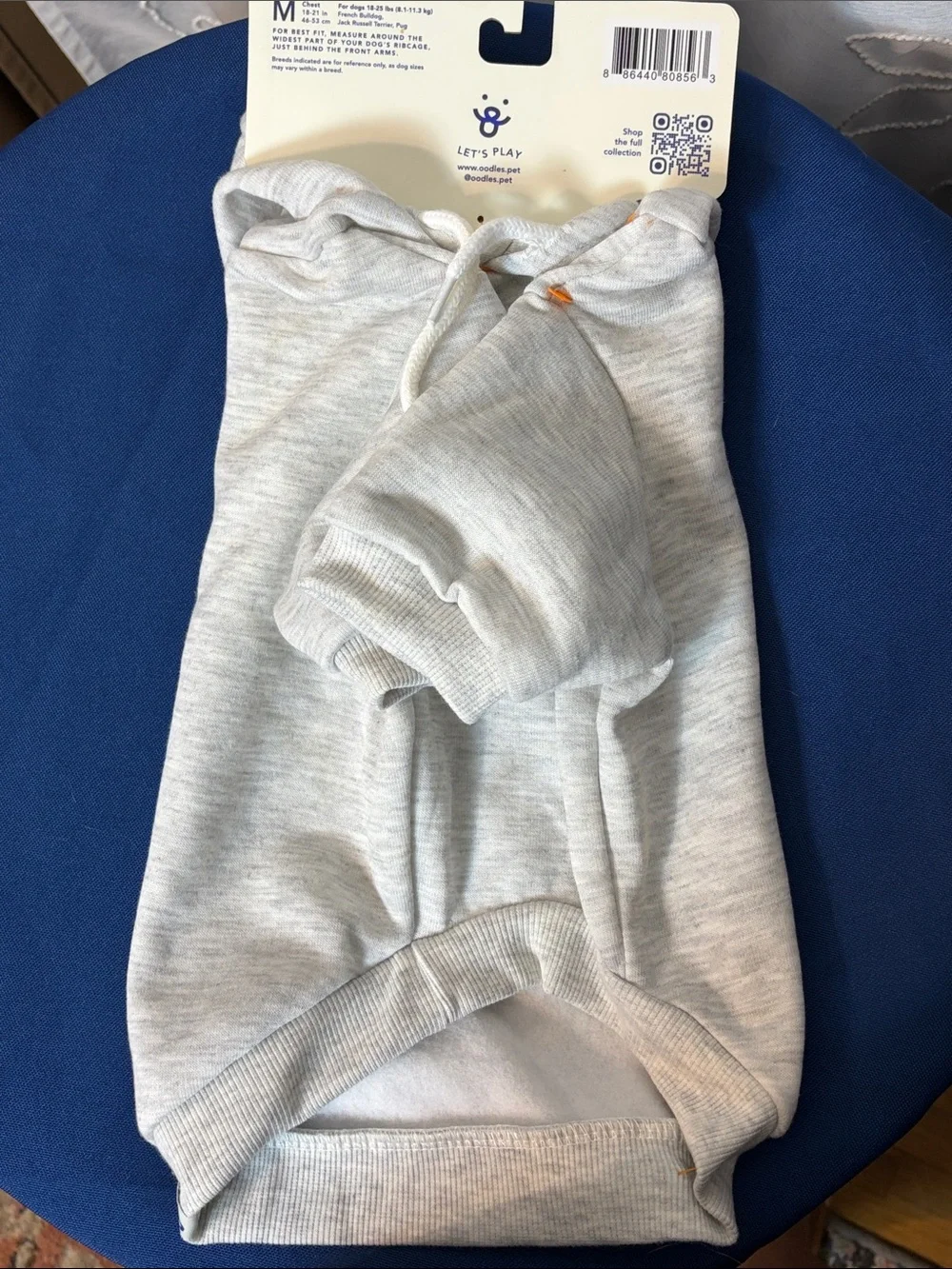 Oodles for Dogs (or cats!) Light Gray Hoodie with Rainbow Lightning Bolt
